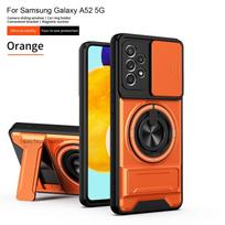 A52 A52s Šarvuotas dėklas Samsung Galaxy A52 Dėklui Atsparus smūgiams Slankiojantis objektyvo apsaugas Telefono dangtelis Samsung A52s 5G Dėklui Su žiedu A52 4G 5G (A52S 5G) oranžinė