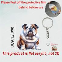 2D flat Bulldog humans most loyal significant other animal lovers Art Deco ornaments pendant keychain, suitable for any holiday occasion, gift giving 1.97 inches