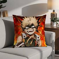 My Hero Academia Katsuki Bakugo Pillow Case Plush Fabric Soft  Pillowcase Double Sided Print Cushion Cover Household Gifts 12x12Inch white
