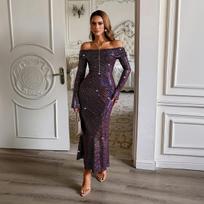 Cross-border European and American elegant and sexy hip-wrapped long skirt dress women's clothing autumn and winter independent station S