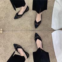 With Bow Shoes for Women Pointed Toe Sexy Woman Flats Korean Light Daily Routine Offers Fashion 2025 Casual New in Trends Cotton 35
