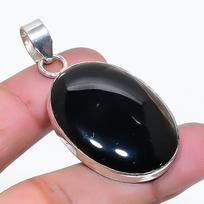 Natural Black Onyx Gemstone Handmade 925 Sterling Silver Pendant 1.93  AP-15912