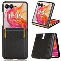 For Motorola Razr 50  60 70  Flip Mobile Phone Case PC + Leather Litchi Texture Card Holder Wallet Function Opp Bag&For Motorola Razr 50 Ultra juoda