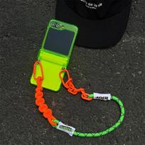 For Samsung Z Flip 5 Card Holder Crossbody Fluorescence Case for Samsung Galaxy Z Flip 5 4 3 Pc Phone case Lanyard Wrist Strap For Galaxy Z flip 4 žalia