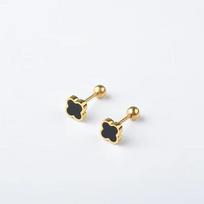 New Mini Lucky Clover Ear Bone Nail Titanium Steel Earrings Threaded Screw Buckle Simple Hundred Temperament Ladies Earrings juoda
