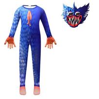Huggy Kids Wuggy Poppy Playtime Cosplay Costume Bodysuit Jumpsuit Mask Gloves 130 rožinė