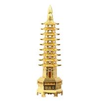 Feng Shui 9-Levels Alloy 3D Model Chinese Wenchang Pagoda Tower Crafts Statue Souvenir Home Decoration Metal Handicraft B