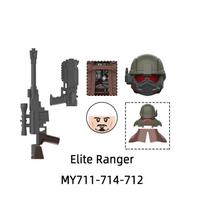 The MY711-MY714 Black Elite Desert Riot Ranger Model Blocks MOC Bricks Set Gifts Toys