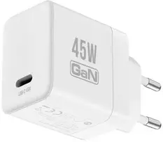 Crong Ultra Compact GaN - USB-C 45W PD 3.0 laidinis įkroviklis su PPS baltos spalvos