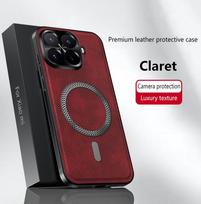 Skirta Xiaomi 17T Pro dėklas, prabangus PU odos dėklas su MagSafe, apsauginis galinis dangtelis, skirtas Xiaomi Mi 17T 17TPro, verslo telefono korpusas Xiaomi 17T Pro raudona