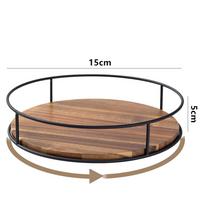 LMETJMA akacijos medžio sukamasis padėklas „Lazy Susan“ su metaliniu rėmu virtuvės organizatorius stalviršio laikymo vietai medinis serviravimo padėklų stovas beige