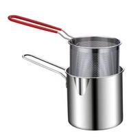 Stainless Steel Multi-Functional Deep Fryer Pot with Perforated Fry Basket Set Includes Pot and Basket for Efficient Oil Frying and Draining One Size