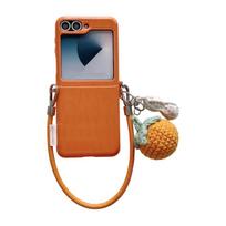 For Samsung Galaxy Z Flip6 5G / Flip7 FE Crocodile Pattern Side Buckle Phone Case with DIY Persimmon Strap(Orange) For Samsung Galaxy Z Flip6 5G / Flip7 FE oranžinė