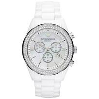 Emporio Armani AR1456 Keraminis Kristalo Baltumo Moteriškas Laikrodis 43mm balta
