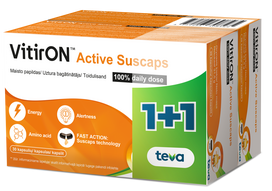 VITIRON Active Suscaps 100% Daily Dose (1+1) kapsulės, 1 vnt.