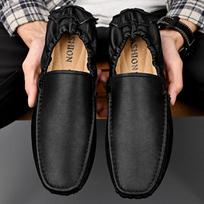 Fashion Fashion Senior Leather Men Shoes Casual 2024 Soft Men Loafers Handmade Breathable Soft Slip on Flats Lightweight Man Boat Shoes 39 žalia