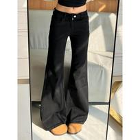 Retro black flared jeans women's spring new slightly pulled low waist and thin, loose mopping pants without sticking to the legs S