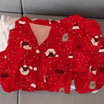 Spring and Autumn New Christmas Snowflake Bear Print Imitation Cotton Long Sleeve Festive Dog Pajamas Women's Loungewear M [recommended 80-50kg]