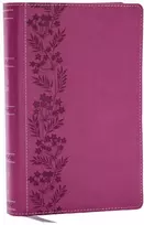 KNYGA Zondervan NKJV Personal Size Large Print Bible with 43,000 Cross References, Rožinė Leathersoft, Raudona Letter, Comfort Print (Thumb Indexed)
