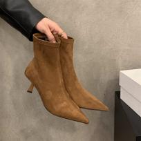 Autumn Fashion Pointed Toe Vintage Ankle Boots Sexy Thin Skinny Stiletto Shoes Women High Heels Party Booties Botas Mujer 35