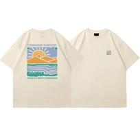 American Retro Pattern Printed Short-sleeved Crew Neck Cotton T-shirt Unisex Top Casual Loose  Cotton Oversized Unisex Harajuku high quality 4XL