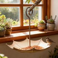 Heavy Duty Iron Hanging Bird Feeder Container Outdoor Bird Feeder With Large Tray For Garden Backyard juoda