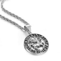 Zodiac Signs Scorpio Libra 12 Constellations Pendant Silver Color Stainless Steel Rope Chain Necklace for Men Women Jewelry 2025 50cm