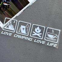 CANPING LOVE LIFE Camping Car Stickers Wilderness Campfire Adventure Car Decoration Stickers Coffee RV Off Road Waterproof 25X7.5cm gray