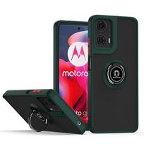 Matinis šarvuotas dėklas Motorola Moto G35 G55 G85 5G G04 G04S G24 G34 G54 G84 Edge 50 Pro E14 su laikikliu žiedu Coque Fundas For Moto G04 tamsiai žalia spalva