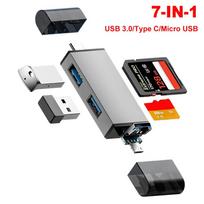 USB 3.0 SD TF Card Reader OTG Adapter USB Flash Drive USB3.0 2.0 Micro to Type C 7 in 1 Smart Memory Card Reader Accessories