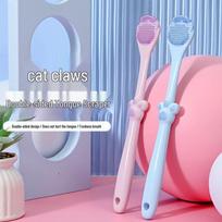 Kamel Cat Paw Dual-Action Tongue Scraper & Brush for Oral Hygiene Pink Cat Paw Tongue Brush