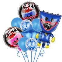 Švęskite su Poppy Playtime Huggy Wuggy Balionais Įvairių Spalvų Ir Formų Black