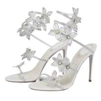 Eilyken Sexy CRYSTAL Flower Thin Heels Banquet Prom Women Sandals Street Style Open Toe Narrow Band Ankle Strap Gladiator Shoes 35