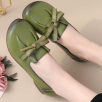 GKTINOO Ballet Retro Flats Comfortable Elegant Women's Shoes Genuine Leather Loafers Ladies Bowknot Woman Soft Blue Moccasins 35