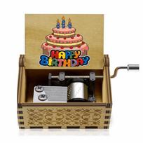 Unique UV Painting Birthday Music Box Laser Engraving Retro Hand Crank Music Box Mechanical Spring Wooden Music Box Home Decor