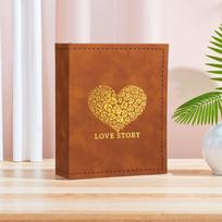 6 Inch 100 Pockets Photo Album Gold Stamped Insert Pocket Design Plastic Sleeves Album Laminated Compatible Leather Surface