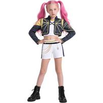 Mergaičių demonų pop dainininkės medžiotojų kostiumas sceninis apdaras idolio kostiumas, vaikiški Helovino kostiumai dainininkų lyderio cosplay 100cm black