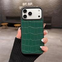Vintage Luxury Minimal Crocodile Pattern Leather Phone Case for iPhone 17 Pro Max 16 15 14 13 Alligator Texture Protective Cover Opp Bag&For iPhone 16