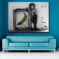 Art Chimps and Andy Warhol bananas Canvas Painting For Living Room Home Decor Oil Painting On Canvas Wall Painting 21cm×30cm NoFrame black