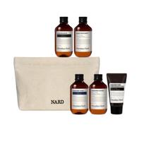 NARD Korėjos odos priežiūros kelioninis rinkinys (5 vienetai + medvilninis maišelis)  – Mini dydžio būtiniausi produktai plaukams ir kūnui – TSA patvirtinta K-grožio dovana kit set(total 440ml)