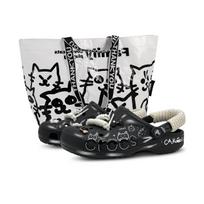Crocs Baya Cake Meow Speciali Dovana Maišelis EVA Madingi Grafiti Universalūs Skylėti Batai Unisex Juodi 36-37 juoda