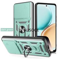 Kickstand Funda for Honor 400 Smart Case for Honor X7D Cover Slide Camera Ring Stand Holder Shockproof Capa for Honor 400 Smart žalia
