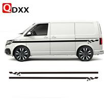 2 vnt. VOLKSWAGEN VW TRANSPORTER T4 T5 T6 KEMPERINIAM Mikroautobusui ŠONINĖS LENKTYNIŲ JUOSTELĖS GRAFIKA Lipdukai zq003 Glossy Black