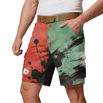 Men Casual Multi Pocket Cargo Shorts Loose Fit Streetwear Paint Print Shorts for Outdoor Sports and Daily Wear Without Belt L juoda