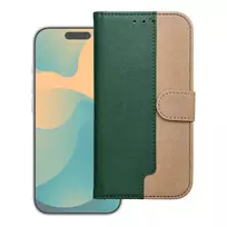 OEM Split Book style phone case for iPhone 17, green and gold