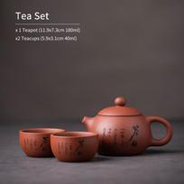 180ml Purple Clay Ceramic Teapot One Pot Two Cups Original Mineral Purple Clay Kung Fu Tea Set