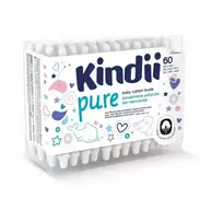 Kindii Cotton buds for babies. Pure, in a paper box with a plastic lid, 60 pcs.