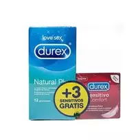 DUREX Love Sex Natural Plus 12 Condoms + 3 Sensitive