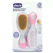 Chicco Brush and Comb for Natural Hair, Rose, 0m+