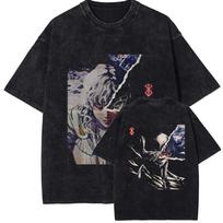 Manga Berserk Griffith Print T-shirt Harajuku Washed Oversized T Shirt High Quality Cotton Short Sleeve Tees Men Women Clothing L